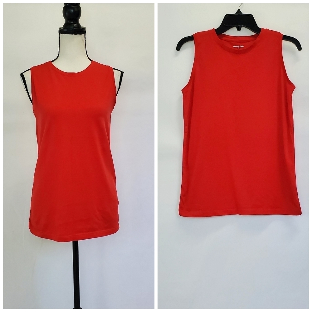 Lands' End Solid Red Sleeveless Top